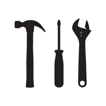 plier hammers silhouette vector icon