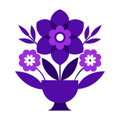 Abstract purple flowers in a vase geometric design