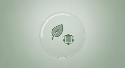 Green technology concept with leaf and microchip icon