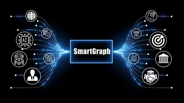 smart graph network, business and technology concept on black background 