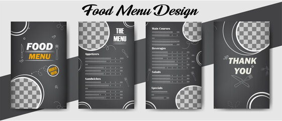 Food Menu Design: A meticulously crafted food menu design, showcases an array of culinary delights.