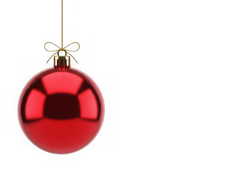 Shiny red christmas ornament isolated on transparent background