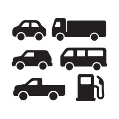 car truck silhouette vector icon bus