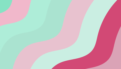 Soft Pastel Wave Abstract | Light Green, Pink, & Raspberry Blend for Minimalist Backdrops and Modern Designs
