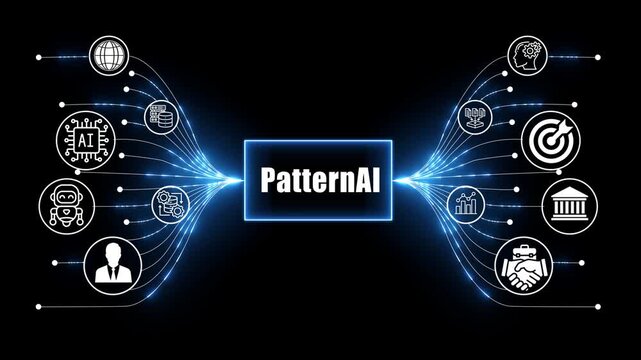 pattern ai network, business and technology concept on black background 