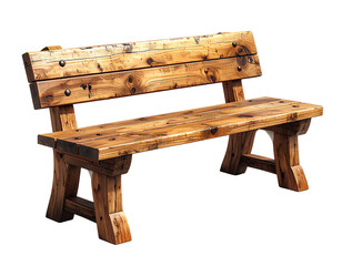 Minimal Wooden Bench without Backrest, Side Angle View, isolated