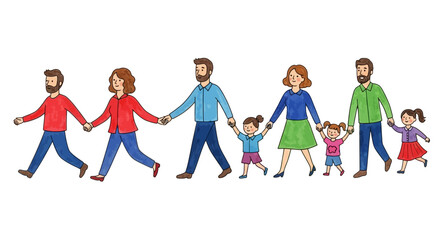 Naklejka premium Happy Parents and Children – Family Unity and Love Concept Illustration