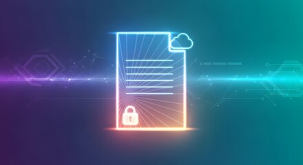 Secured document in the cloud with a lock icon