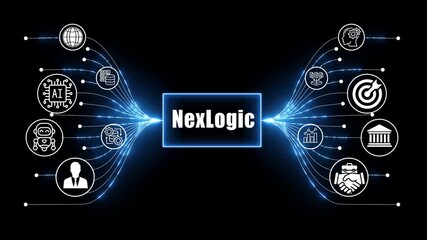 next logic network, business and technology concept on black background 