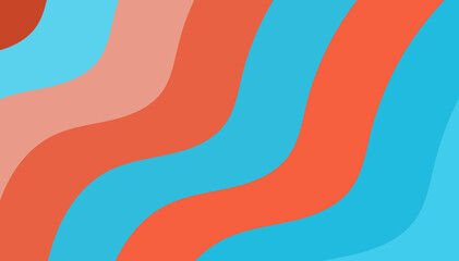 Wavy Flow Abstract: A Dynamic Composition of Flowing Curves With Retro Vibes in Cool Blue & Warm Orange Tones