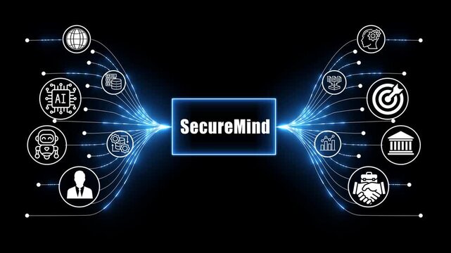 secure mind  network, business and technology concept on black background 