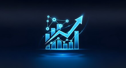 Digital chart showing growth and connection on dark background