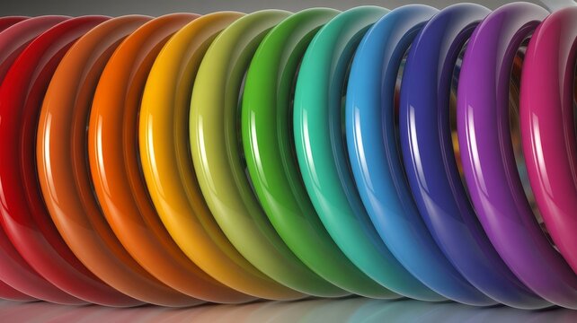 Colorful spring coil arranged in a spectrum ideal for demonstrating flexibility and resilience