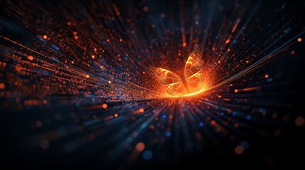 Abstract glowing butterfly digital art illustration wallpaper background design concept