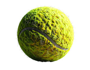 Firefly_Tennis Ball with Detailed Fuzz Texture, Angled Side View, isolated