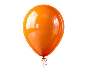 Firefly_Transparent PNG available_Glossy Orange Helium Balloon with String, Front View, isola