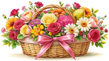 Basket of Colorful Flowers