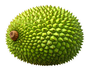 Firefly_Whole Fresh Breadfruit with Spiky Green Skin, Realistic Close-Up, Isolated on Transparent background