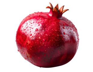 Whole Fresh Pomegranate with Glossy Skin, Close-Up, Isolated on Transparent Background