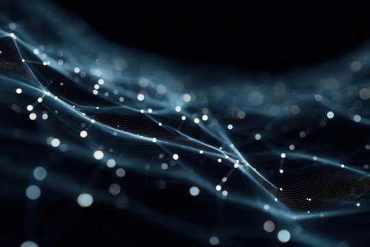Abstract Network Waves with Glowing Particles on Black