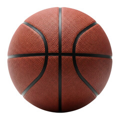 Fototapeta premium Close-up view of a textured orange basketball, with black seams, cutout, PNG isolated on white or transparent background