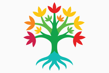 Obraz premium Elimination of Racial Discrimination Vector – Unity Tree of Humanity with Diverse Faces and Hands