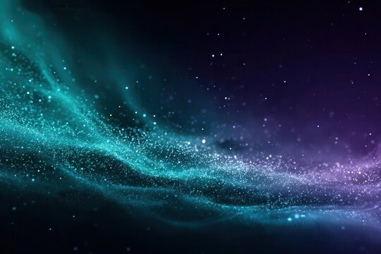 Abstract Teal and Purple Particle Swirls Background