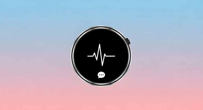 Smartwatch displaying a heart rate monitor application