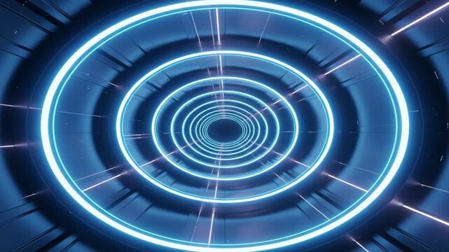 Tech HUD circle animation with glowing rings and digital interface.