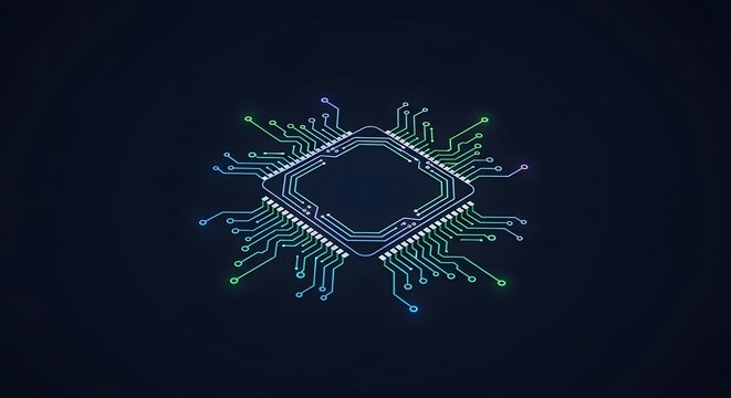 A digital circuit board with a diamond shape in center - Powered by Adobe