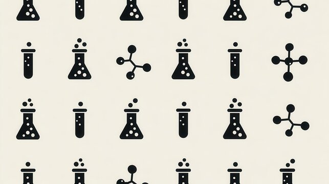 Black Science Icons Seamless Pattern for Research and Education - Powered by Adobe