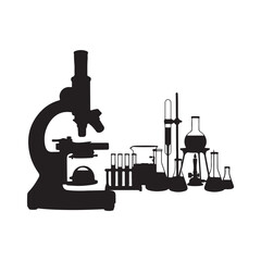 microscope science lab silhouette vector icon