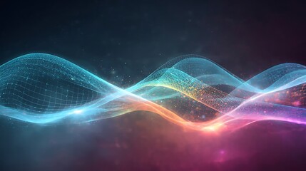 Abstract wave background digital technology design concept with light and glow effect