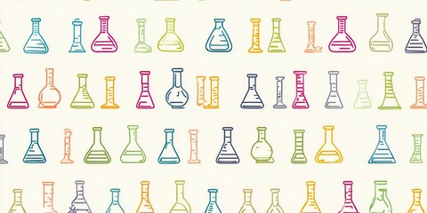 Colorful Science Lab Equipment Seamless Pattern for Design