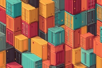 Colorful Stacked Shipping Containers Logistics and Transportation