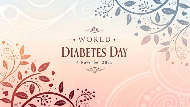 world diabetes day 14 November 2025 with abstract floral background - Powered by Adobe