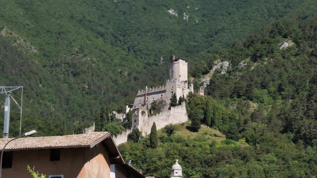 Sabbionara mountain side alpine castle, Avio, Italy