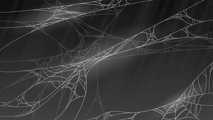 Spider Web On Dark Background Halloween Design Elements Spooky Scary Horror Decor Vector