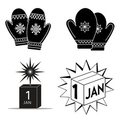 New year s day celebration with festive snowflakes and calendar icons for january first
