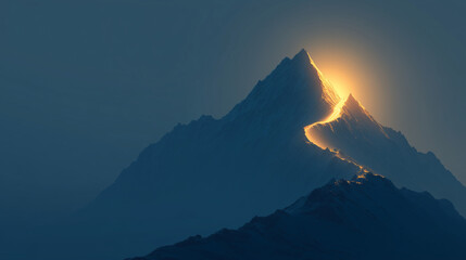 Fototapeta premium Sunset Illuminating Mountain Peak