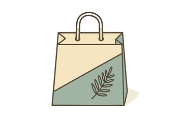 Simple paper shopping bag with botanical leaf design