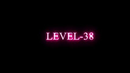 Technology business managements Level 38 Glowing Neon Text  Level  Up Futuristic Neon Gaming Concept Animation, glowing animation with neon line Text element technology  black background.  - Powered by Adobe