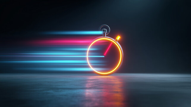 Stopwatch Neon with Speed Lines