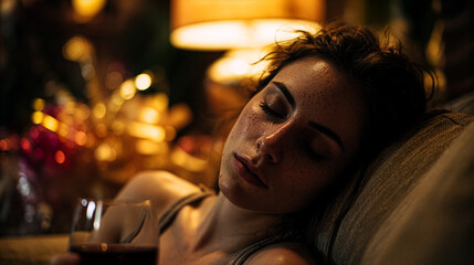 Holiday Marketing Campaign - Woman Relaxing Festive Setting - Celebration