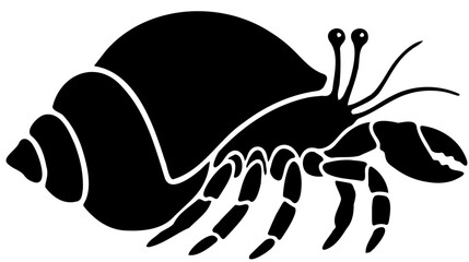 Invertebrate Silhouette: Minimalist Black Hermit Crab