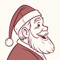 Jolly Santa Claus Head Profile Cartoon With Red Hat christmas holiday