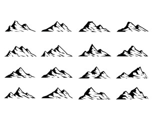 Mountain Silhouette Vector Set. Mountain Icon Minimalist Mountain Range Clip art.