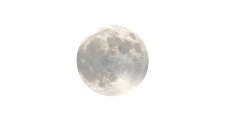 Naklejka premium Full moon isolated on transparent background, a celestial body that orbits planet earth