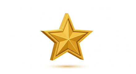 Shiny gold star symbol isolated on a white background, perfect for a festive holiday decoration or award icon