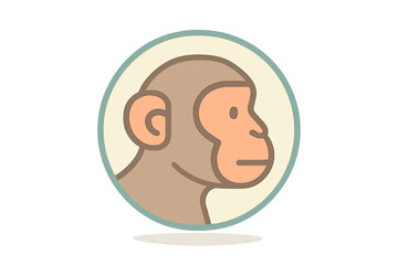 Stylized chimpanzee head profile icon in muted colors